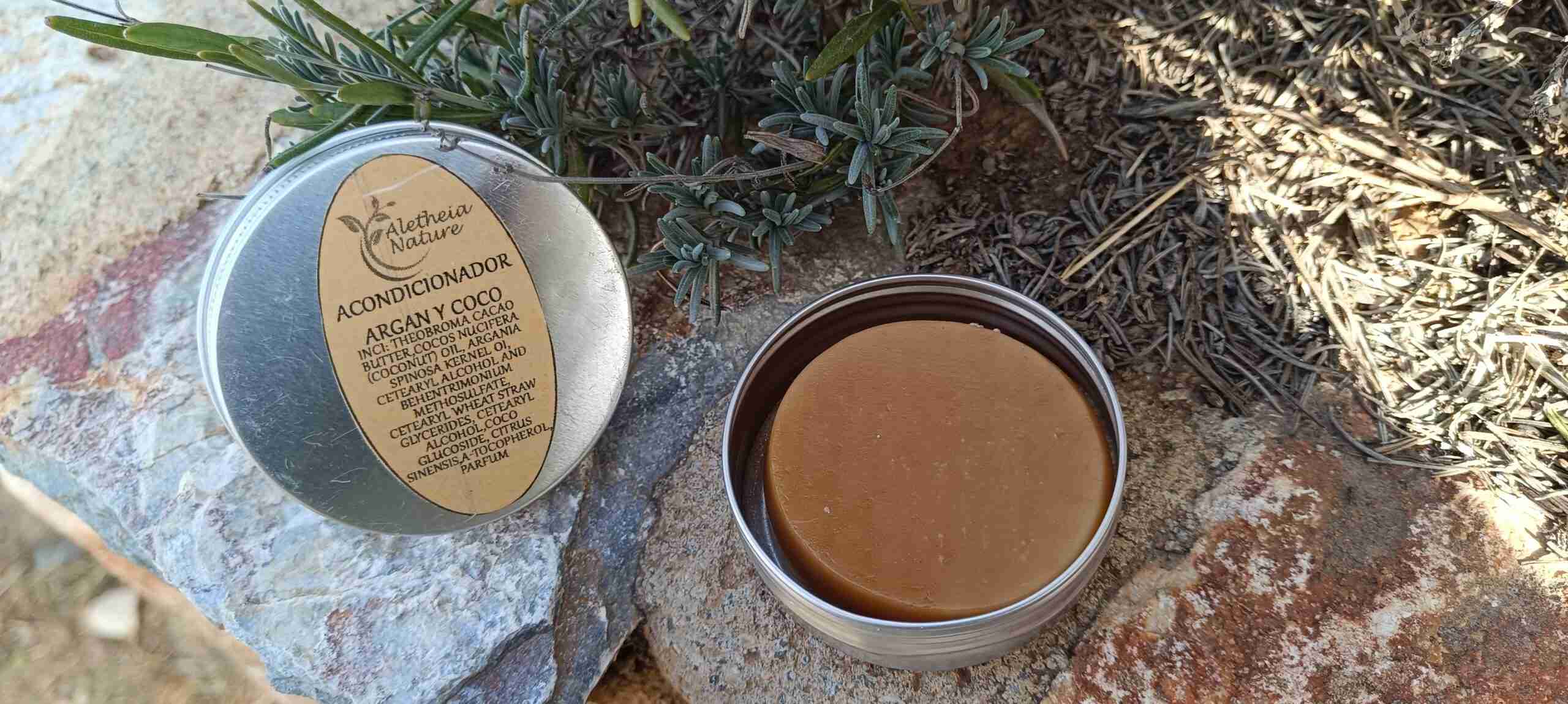 Acondicionador sólido argán y coco naturaleza.